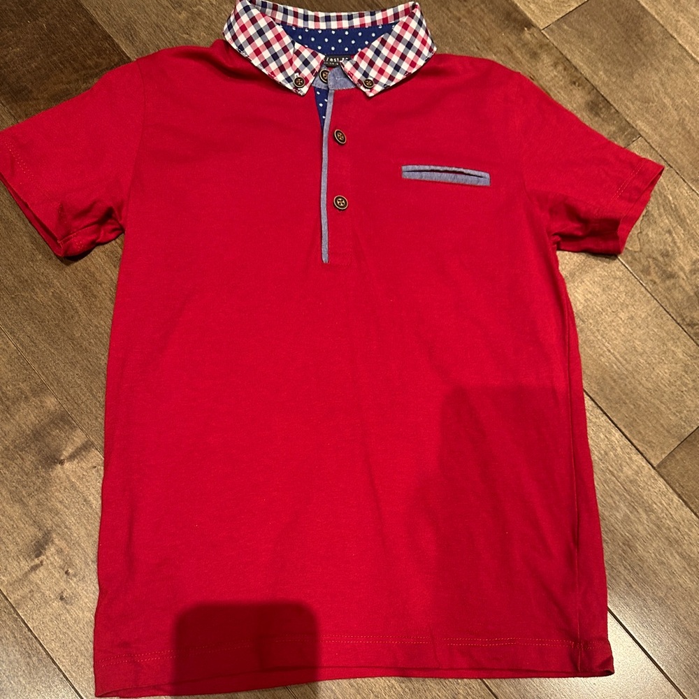 🌸LIKE TO GET 30% OFF🌸 NEXT DIRECT • Red Kids Polo Shirt with Checkered Collar